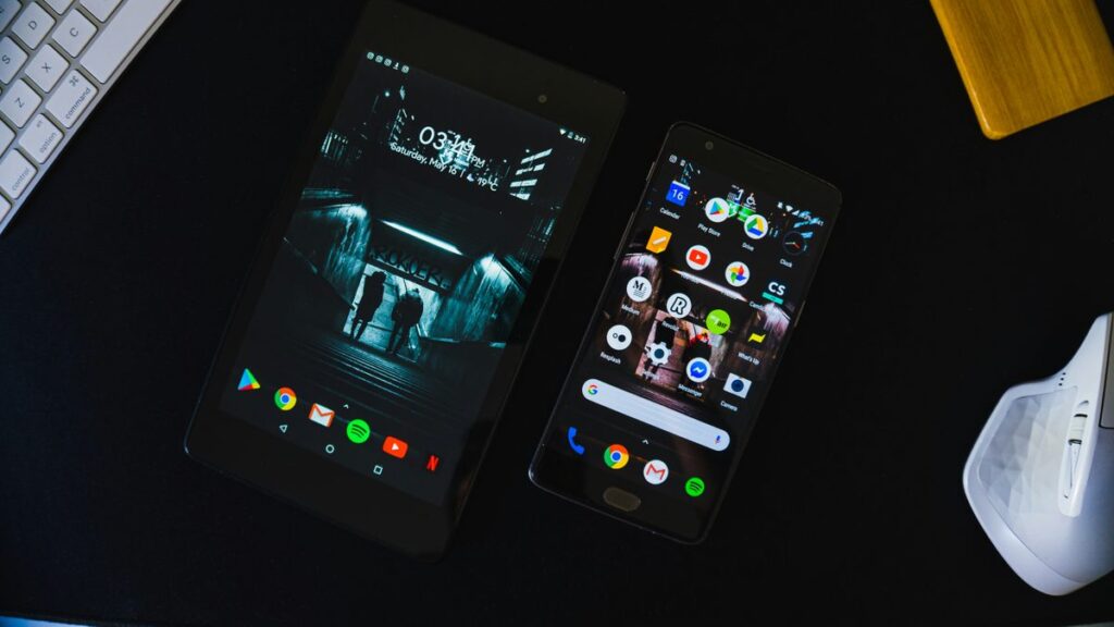 black android smartphone displaying home screen